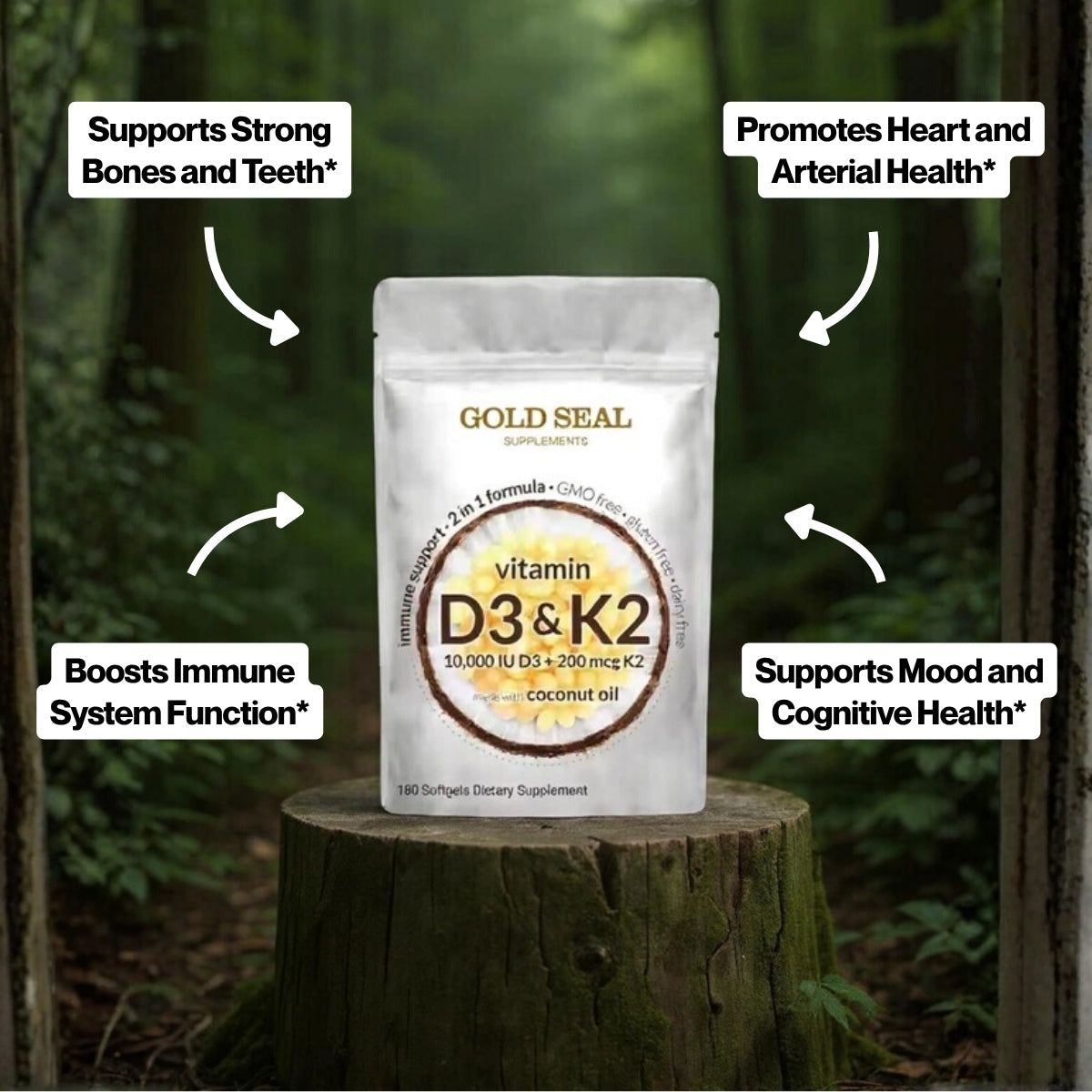 High-Potency Vitamin D3 & K2 Softgels (12-Pack)